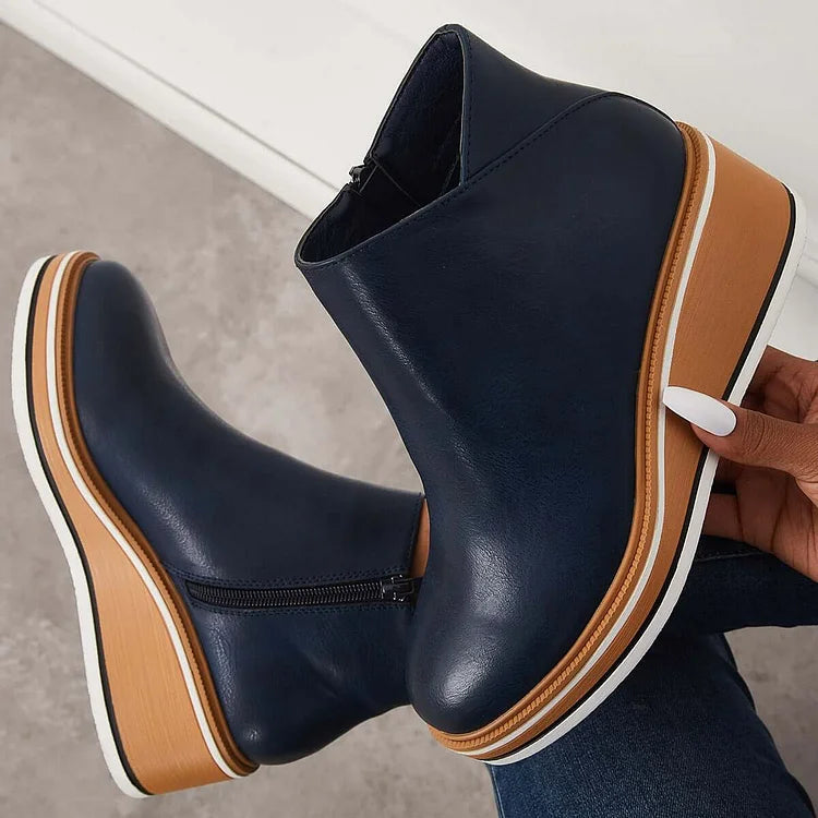 Wedge Ankle Boots Women's with Zip Closure and Chic Design - 1 - Stylewhipped