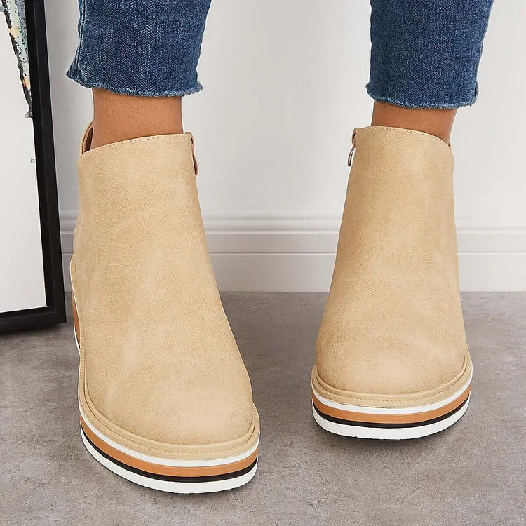 Wedge Ankle Boots Women's with Zip Closure and Chic Design - 9 - Stylewhipped