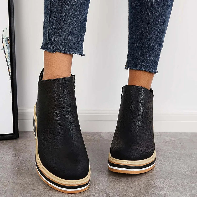 Wedge Ankle Boots Women's with Zip Closure and Chic Design - 14 - Stylewhipped