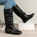 Slouch Boots Women with Zip Closure and Flat Sole - 7 - Stylewhipped