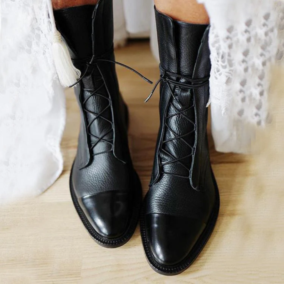 Lace-Up Ankle Boots for Women with Pointed Toe and High Shaft - 1 - Stylewhipped