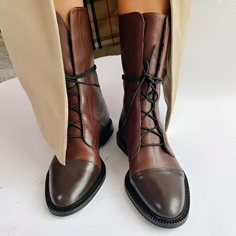 Lace-Up Ankle Boots for Women with Pointed Toe and High Shaft - 3 - Stylewhipped