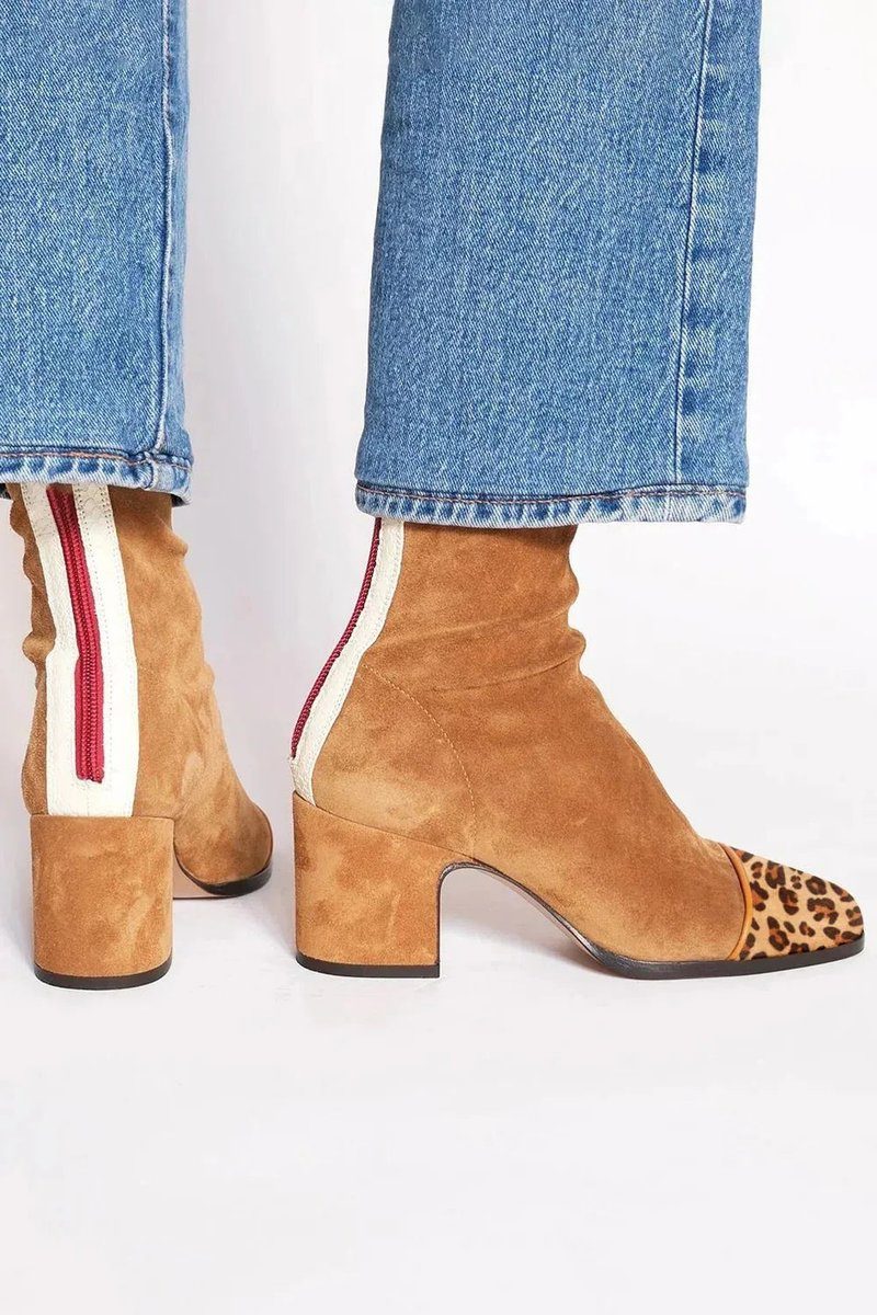 Block Heel Boots for Women with Leopard Print and Zip Detail - 3 - Stylewhipped
