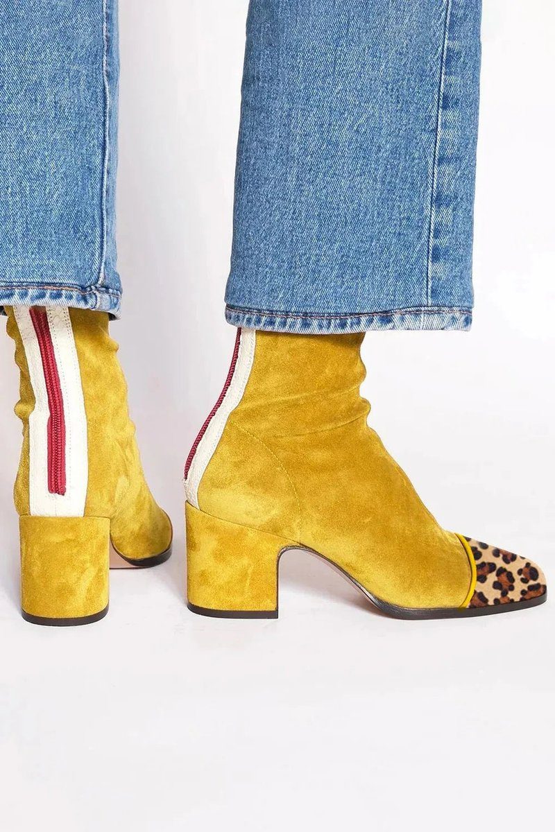Block Heel Boots for Women with Leopard Print and Zip Detail - 5 - Stylewhipped