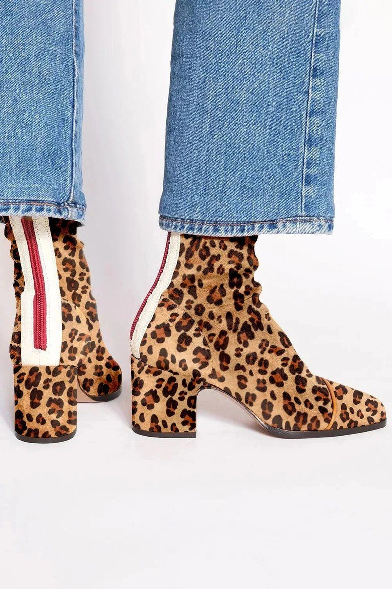 Block Heel Boots for Women with Leopard Print and Zip Detail - 6 - Stylewhipped