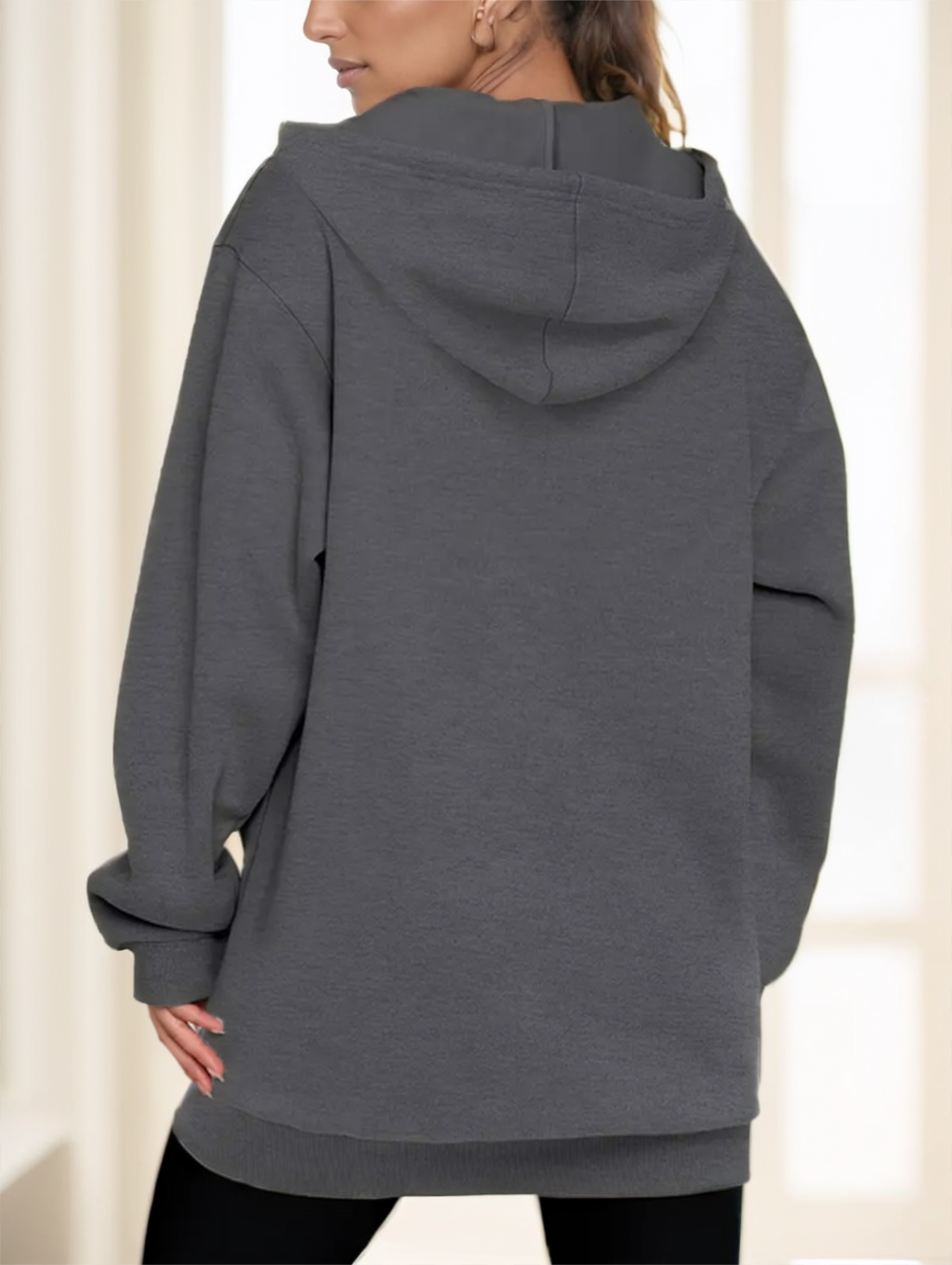 Hooded Zip-Up Women's Longline Hoodie with Pockets - 6 - Stylewhipped