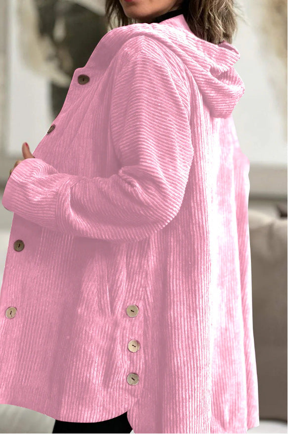 Hooded Women's Jacket with Buttons and Pockets - Casual Chic - 1 - Stylewhipped