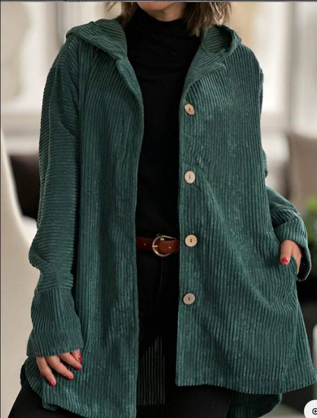 Hooded Women's Jacket with Buttons and Pockets - Casual Chic - 7 - Stylewhipped