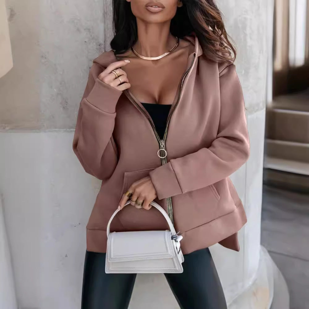 Women's Zip Hoodie with Oversized Fit and Front Pockets - 2 - Stylewhipped