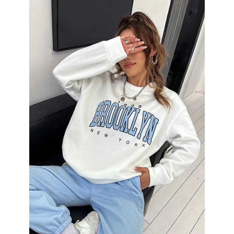 Casual Women's Hoodie with Brooklyn Graphic Print - 1 - Stylewhipped