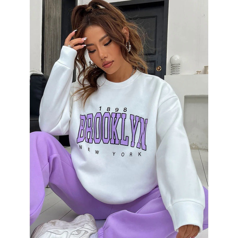 Casual Women's Hoodie with Brooklyn Graphic Print - 5 - Stylewhipped