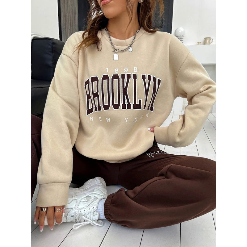 Casual Women's Hoodie with Brooklyn Graphic Print - 9 - Stylewhipped
