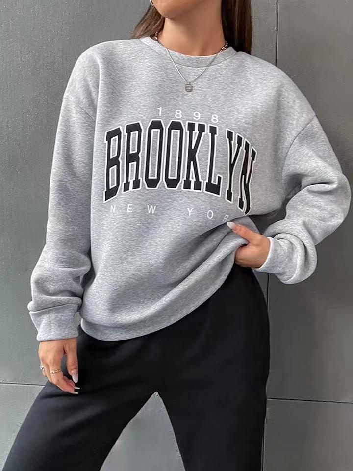 Casual Women's Hoodie with Brooklyn Graphic Print - 11 - Stylewhipped