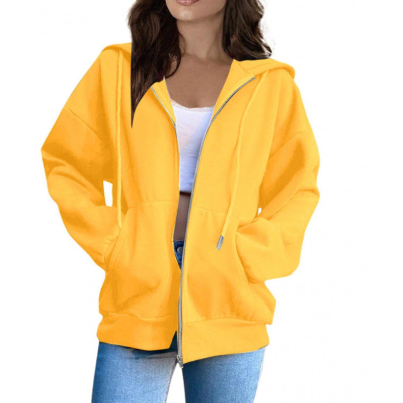 Hoodie Women Oversized Zip Front with Pockets - 2 - Stylewhipped