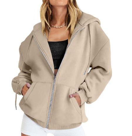 Hoodie Women Oversized Zip Front with Pockets - 5 - Stylewhipped