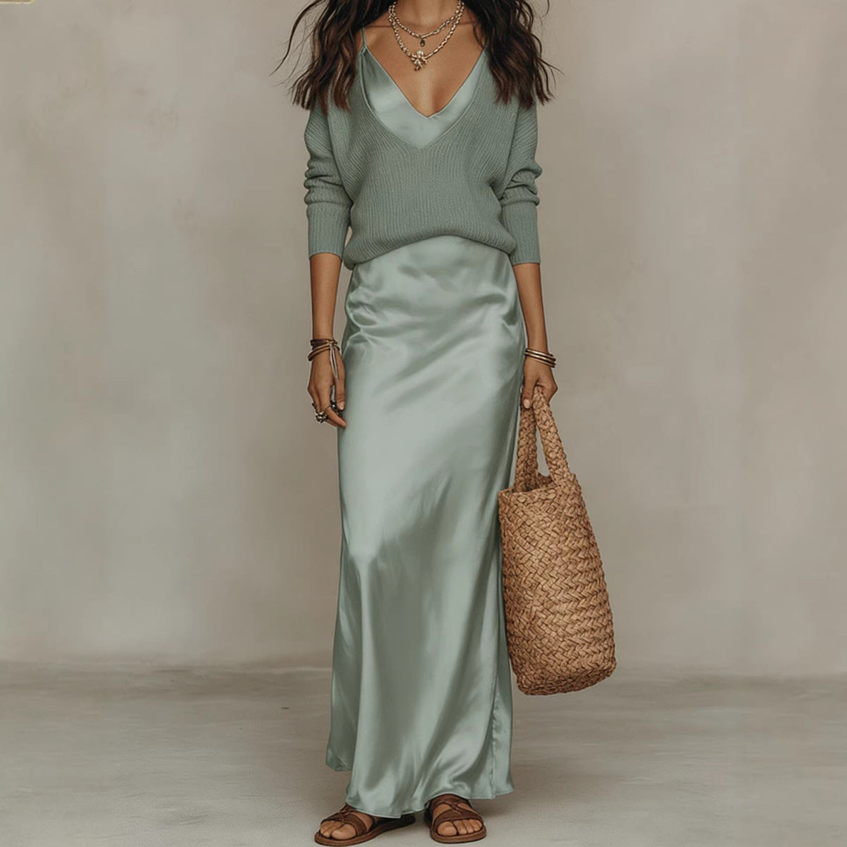 Maxi Dress Women V-Neck Long Sleeve Flattering Fit - 2 - Stylewhipped