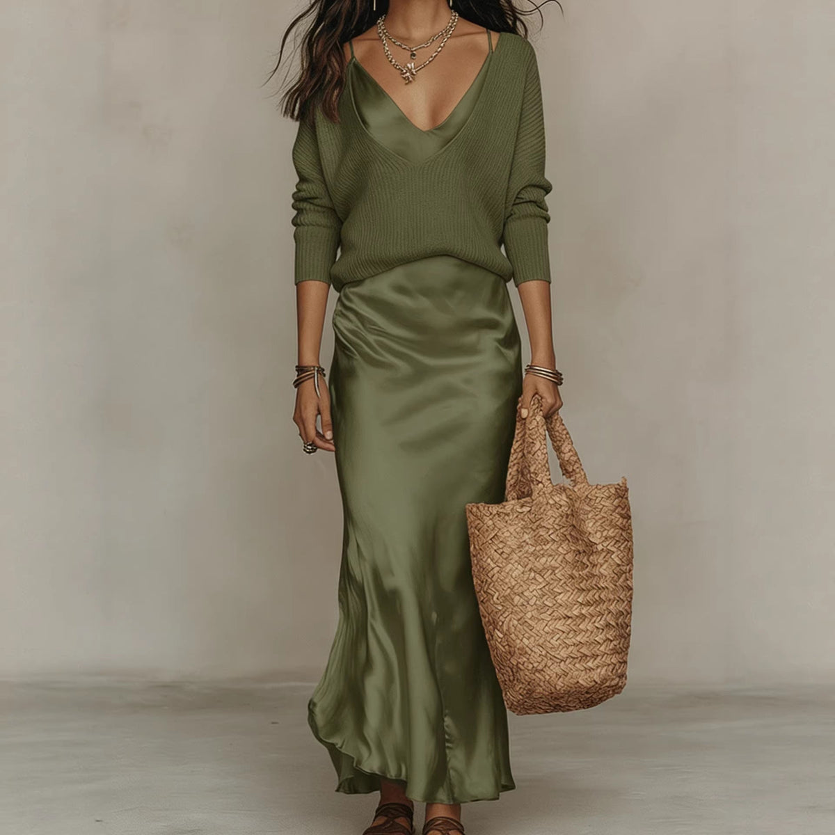 Maxi Dress Women V-Neck Long Sleeve Flattering Fit - 3 - Stylewhipped