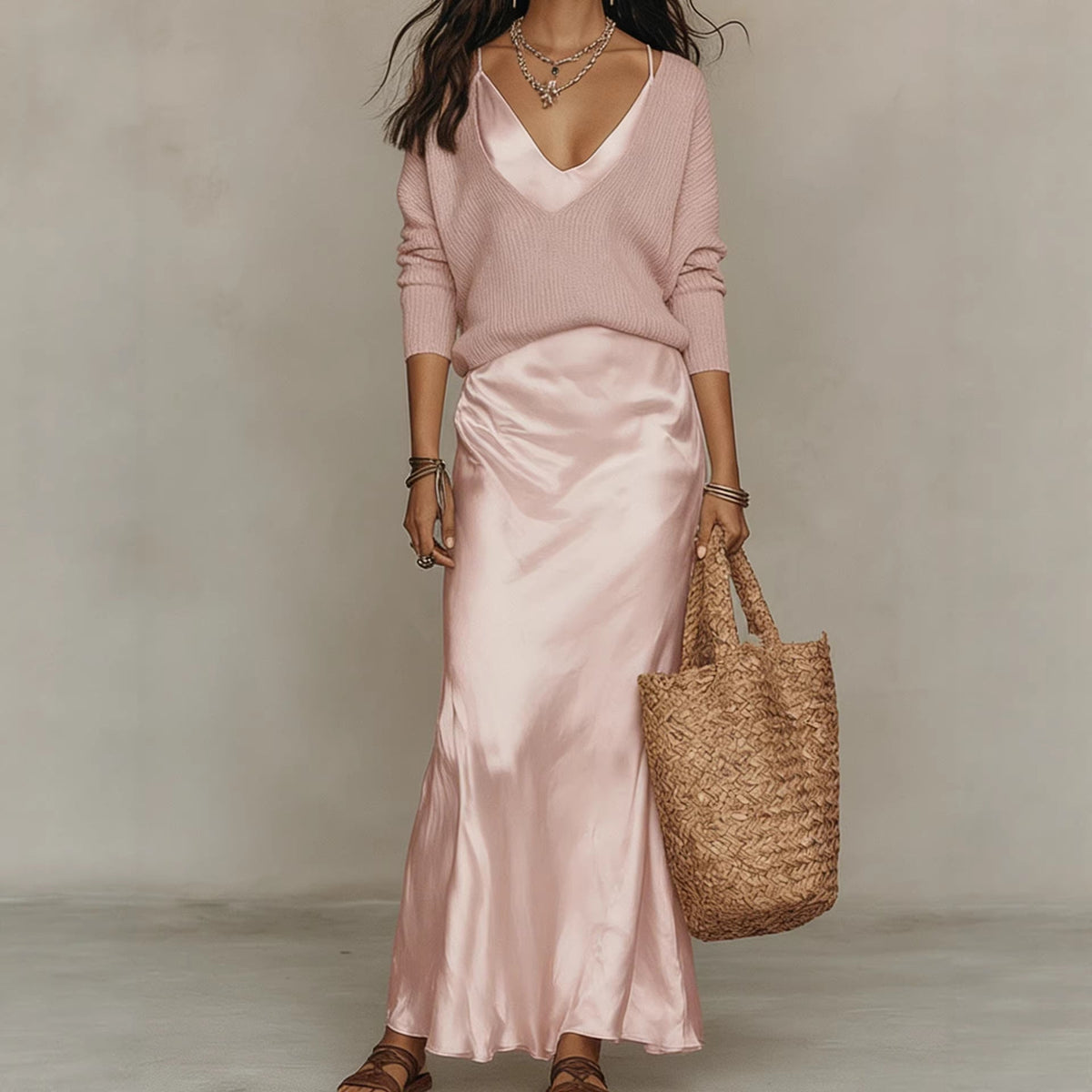 Maxi Dress Women V-Neck Long Sleeve Flattering Fit - 4 - Stylewhipped