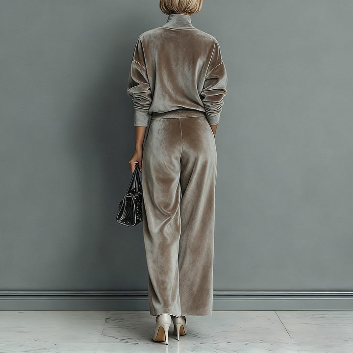 Loungewear Set for Women - High Neck and Wide Leg Design - 4 - Stylewhipped