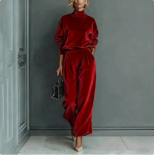 Loungewear Set for Women - High Neck and Wide Leg Design - 5 - Stylewhipped