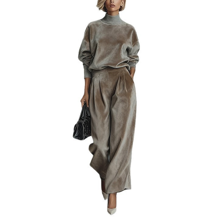Loungewear Set for Women - High Neck and Wide Leg Design - 7 - Stylewhipped