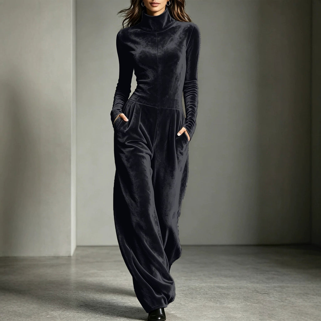 Jumpsuit Women Long Sleeve Relaxed Fit with Stand Collar - 2 - Stylewhipped