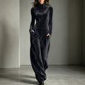 Jumpsuit Women Long Sleeve Relaxed Fit with Stand Collar - 2 - Stylewhipped