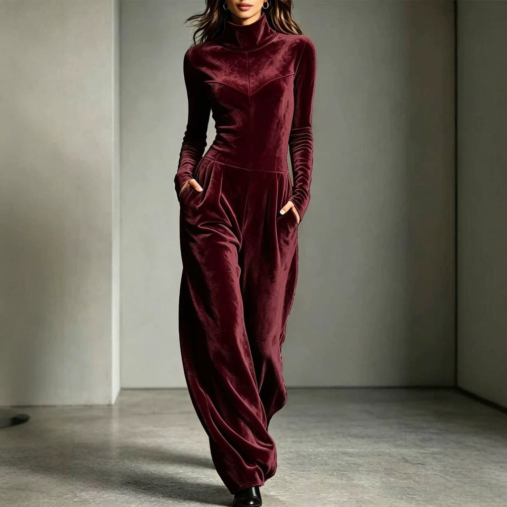 Jumpsuit Women Long Sleeve Relaxed Fit with Stand Collar - 3 - Stylewhipped