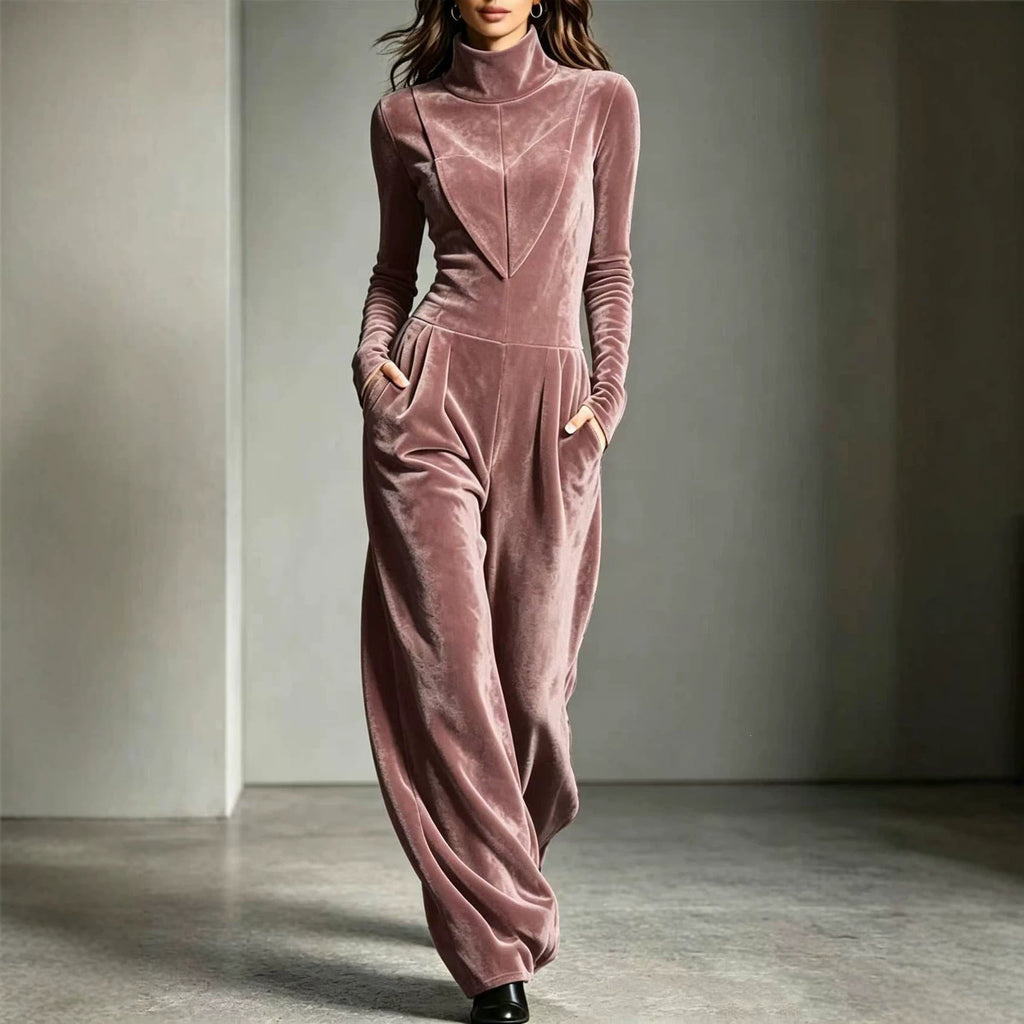 Jumpsuit Women Long Sleeve Relaxed Fit with Stand Collar - 4 - Stylewhipped