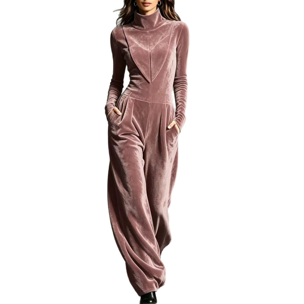Jumpsuit Women Long Sleeve Relaxed Fit with Stand Collar - 6 - Stylewhipped