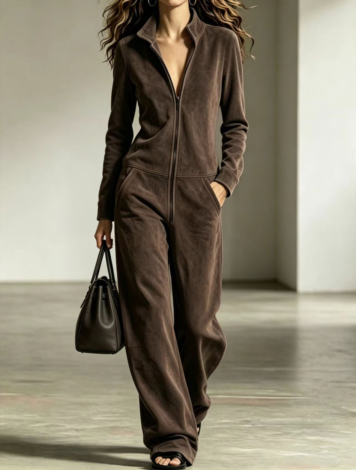 Jumpsuit Women Zip Front Wide Leg Relaxed Fit - 4 - Stylewhipped