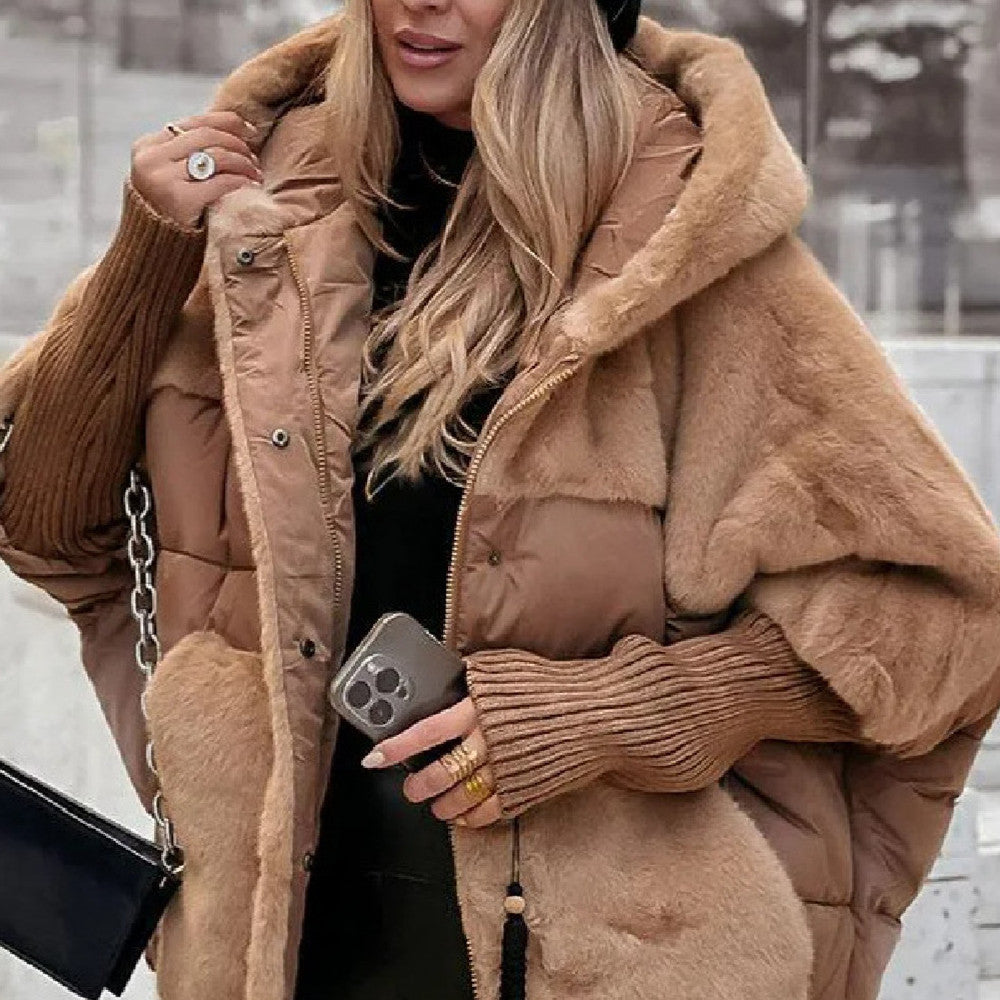 Puffer Coat Women's Oversized Hooded Design with Stylish Sleeves - 1 - Stylewhipped