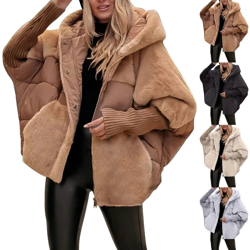 Puffer Coat Women's Oversized Hooded Design with Stylish Sleeves - 6 - Stylewhipped