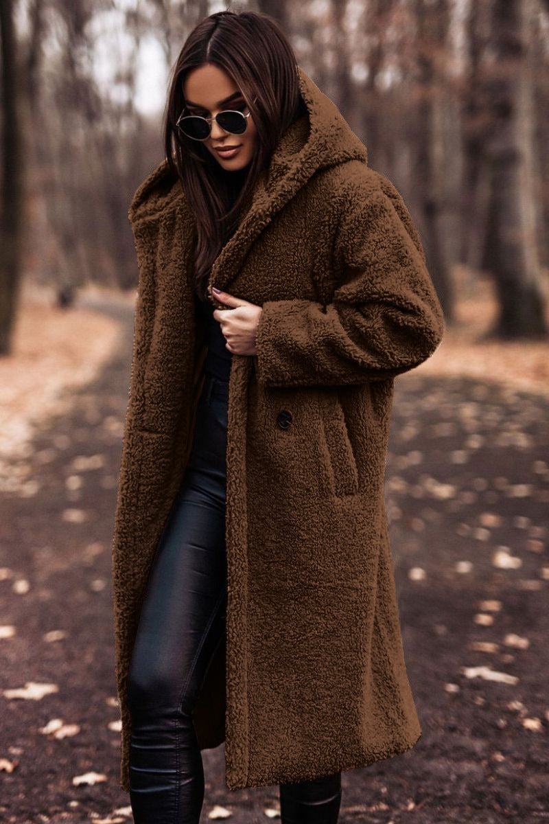Hooded Women's Coat with Relaxed Fit and Pockets - 1 - Stylewhipped