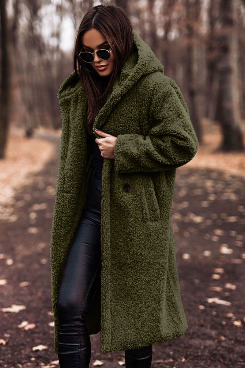 Hooded Women's Coat with Relaxed Fit and Pockets - 2 - Stylewhipped