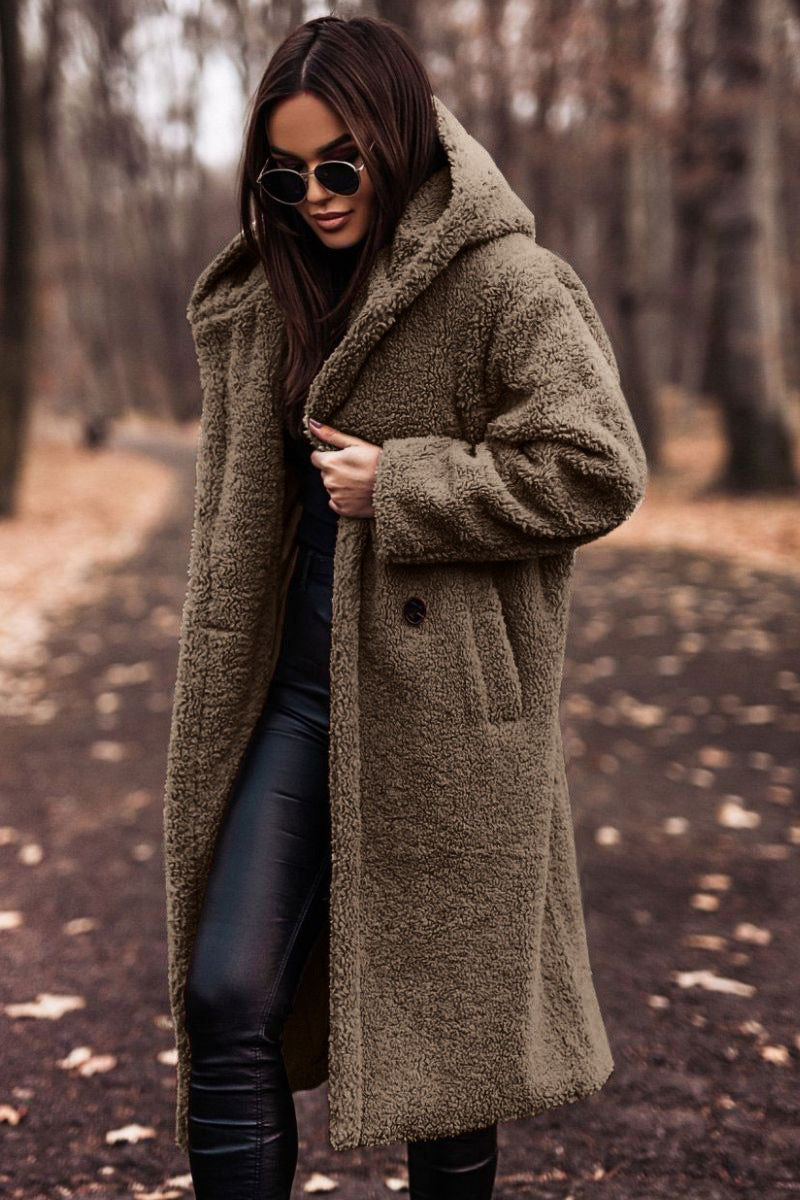Hooded Women's Coat with Relaxed Fit and Pockets - 4 - Stylewhipped
