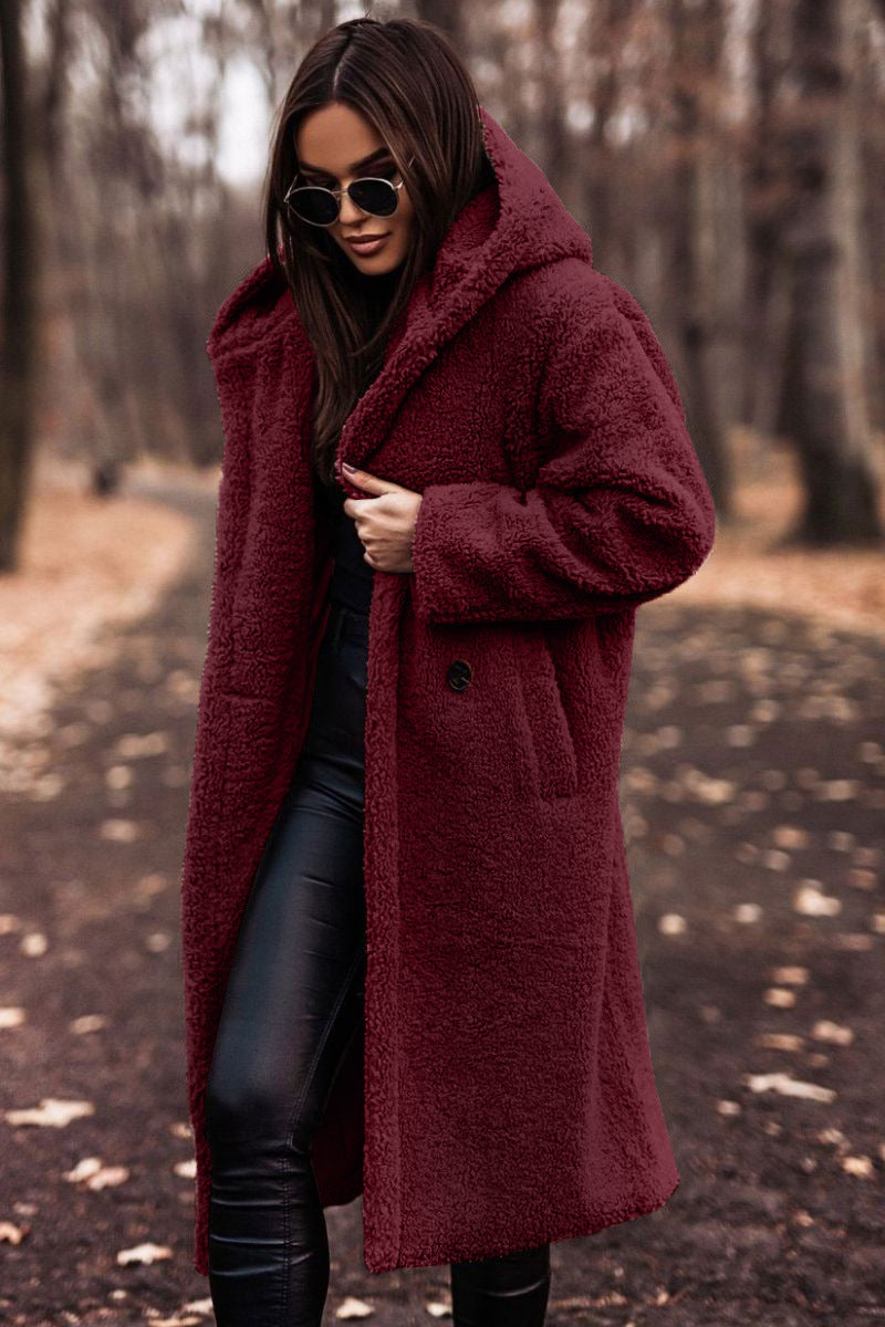 Hooded Women's Coat with Relaxed Fit and Pockets - 5 - Stylewhipped