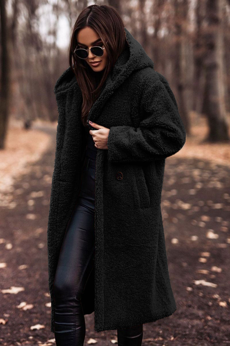 Hooded Women's Coat with Relaxed Fit and Pockets - 7 - Stylewhipped