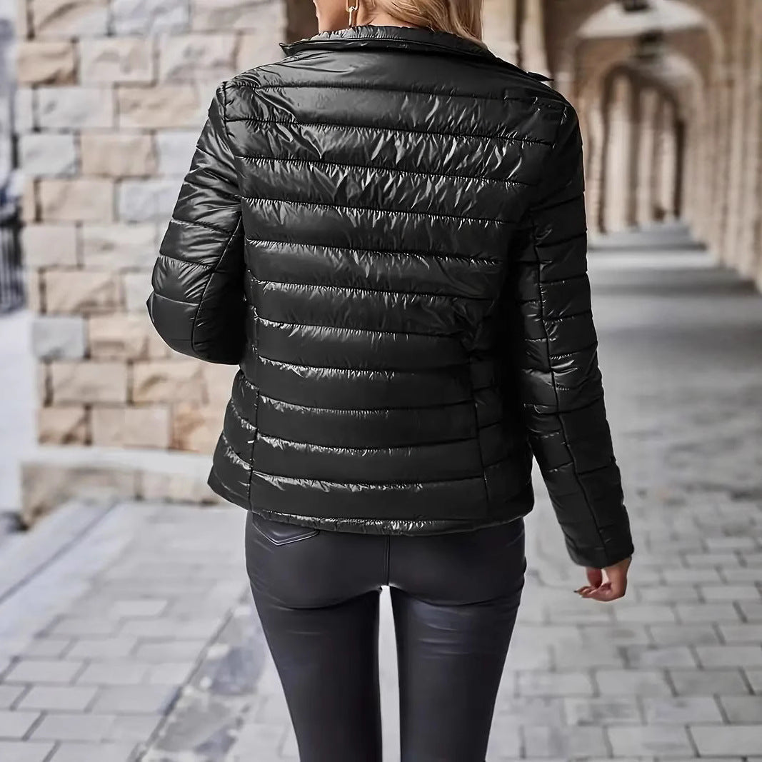 Puffer Jacket Women with High Collar and Slim Fit - 5 - Stylewhipped