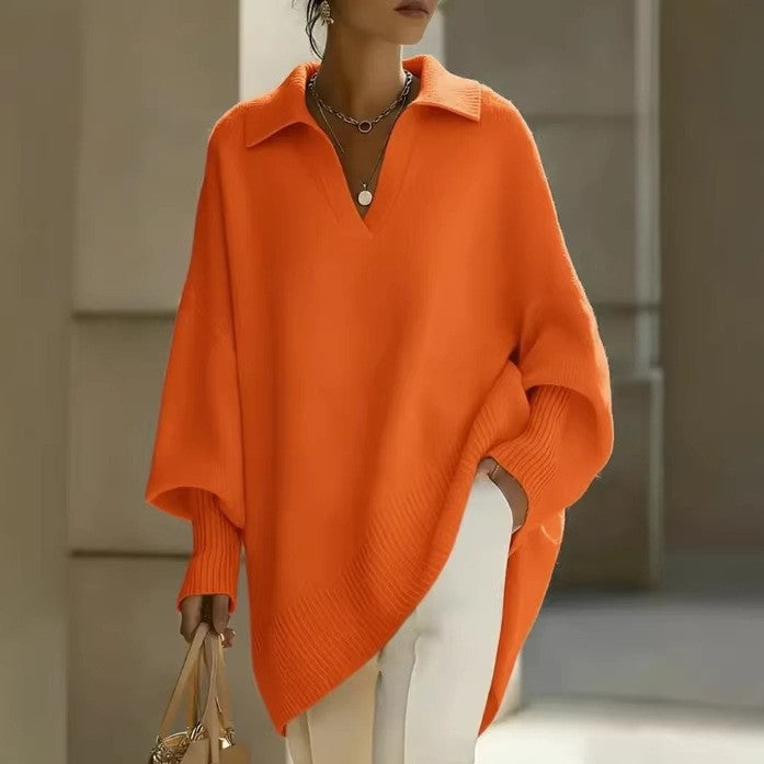 Ladies' V-Neck Pullover in Relaxed Fit with Oversized Silhouette - 2 - Stylewhipped
