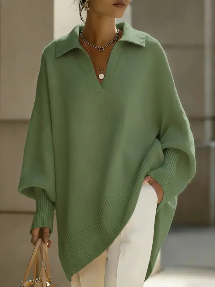 Ladies' V-Neck Pullover in Relaxed Fit with Oversized Silhouette - 3 - Stylewhipped