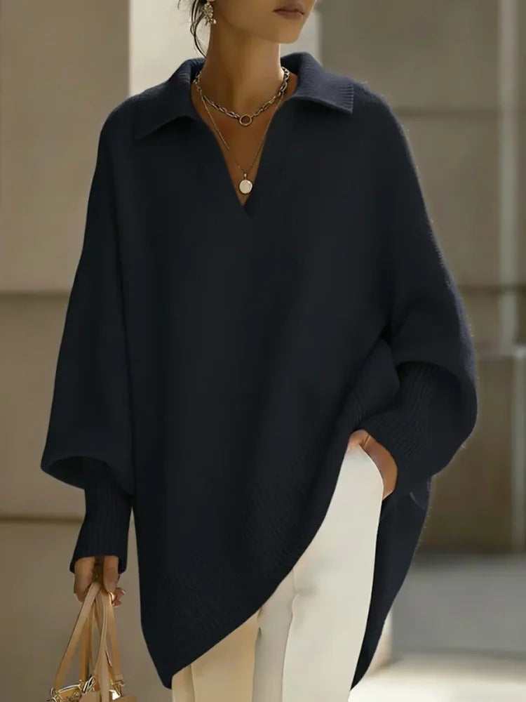 Ladies' V-Neck Pullover in Relaxed Fit with Oversized Silhouette - 4 - Stylewhipped
