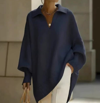 Ladies' V-Neck Pullover in Relaxed Fit with Oversized Silhouette - 6 - Stylewhipped