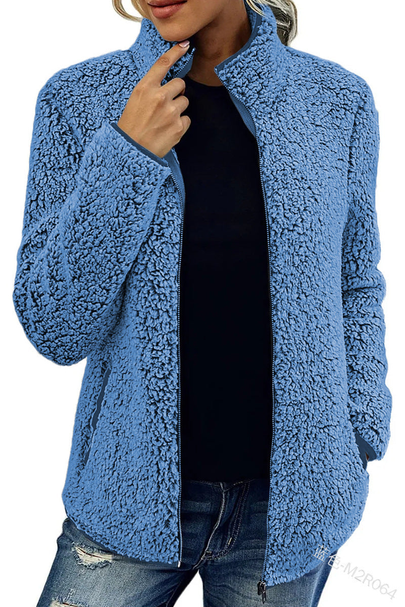 Ladies' Zip-Up Jacket with Stand-Up Collar and Relaxed Fit - 1 - Stylewhipped