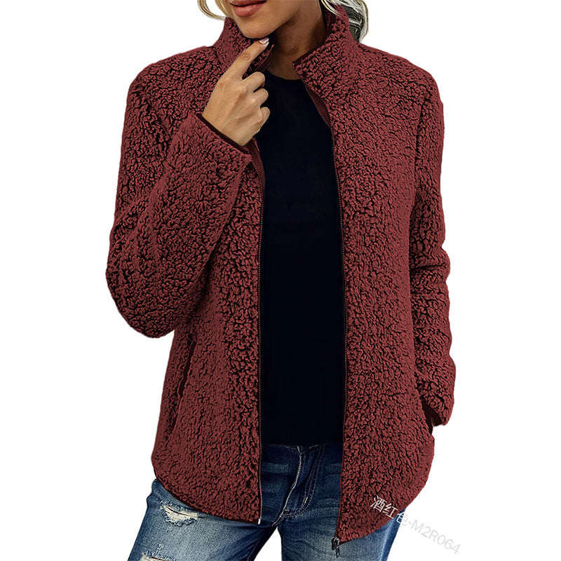 Ladies' Zip-Up Jacket with Stand-Up Collar and Relaxed Fit - 3 - Stylewhipped