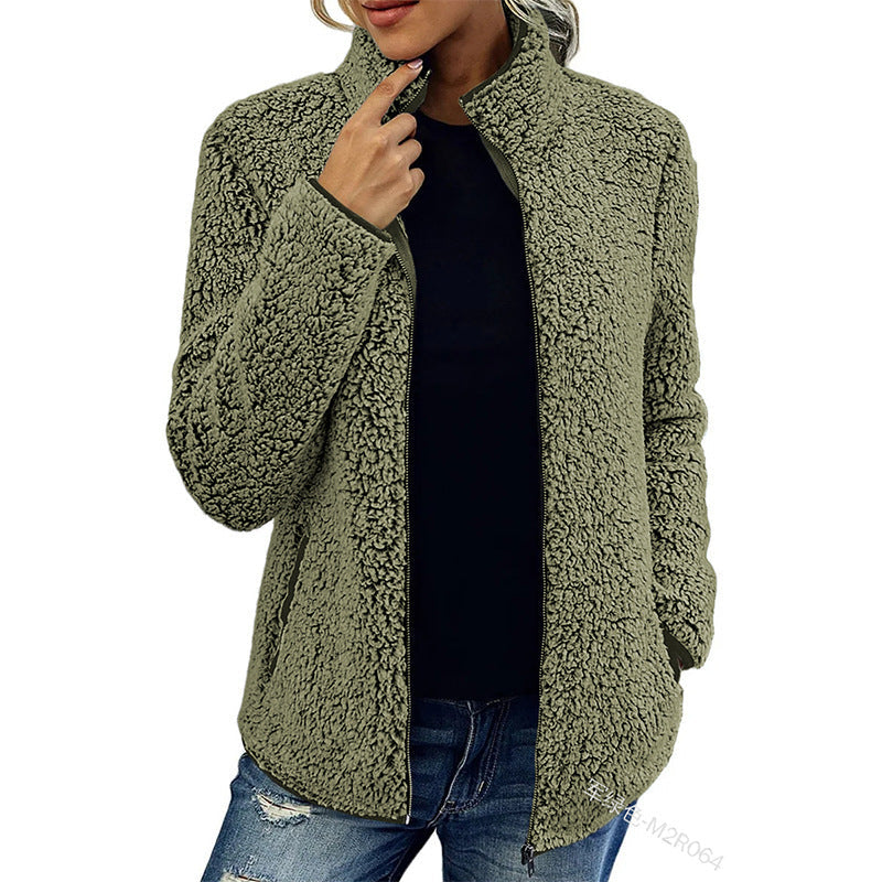 Ladies' Zip-Up Jacket with Stand-Up Collar and Relaxed Fit - 4 - Stylewhipped