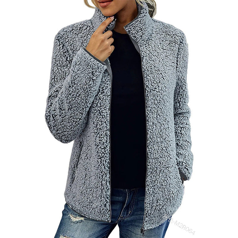 Ladies' Zip-Up Jacket with Stand-Up Collar and Relaxed Fit - 5 - Stylewhipped