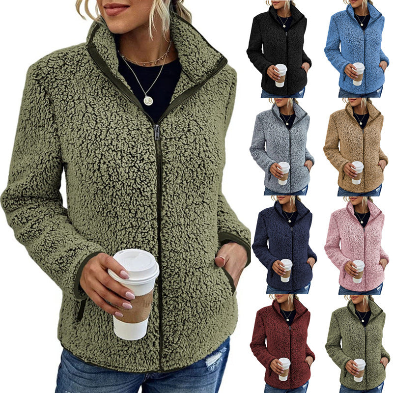 Ladies' Zip-Up Jacket with Stand-Up Collar and Relaxed Fit - 7 - Stylewhipped