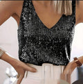 Sequin V-Neck Sleeveless Blouse for Women with Sparkling Detail - 2 - Stylewhipped