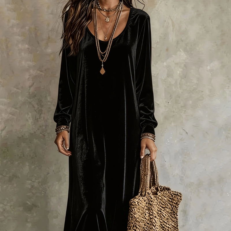 Maxi Dress Women's V-Neck Long Sleeve Flared Skirt - 4 - Stylewhipped